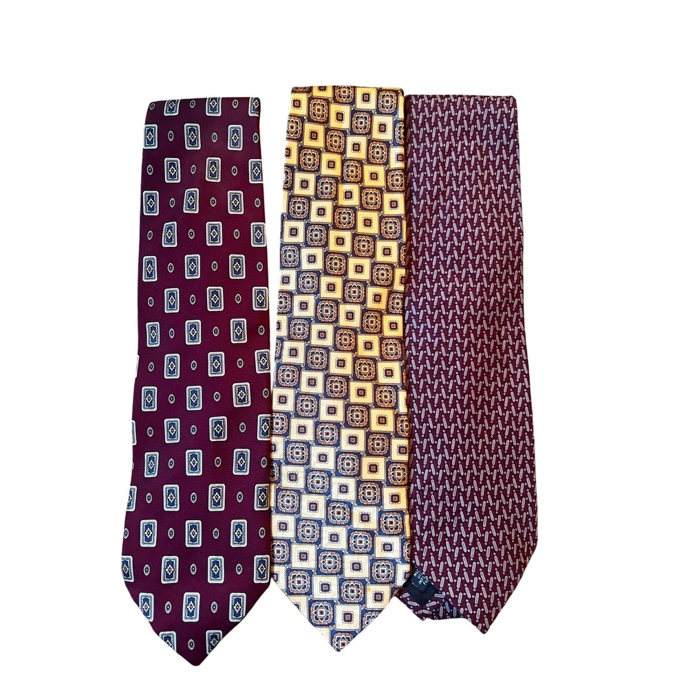 Joseph A. Bank Neckties‎ Lot of 3 Burgundy Patterned Business Casual Career
